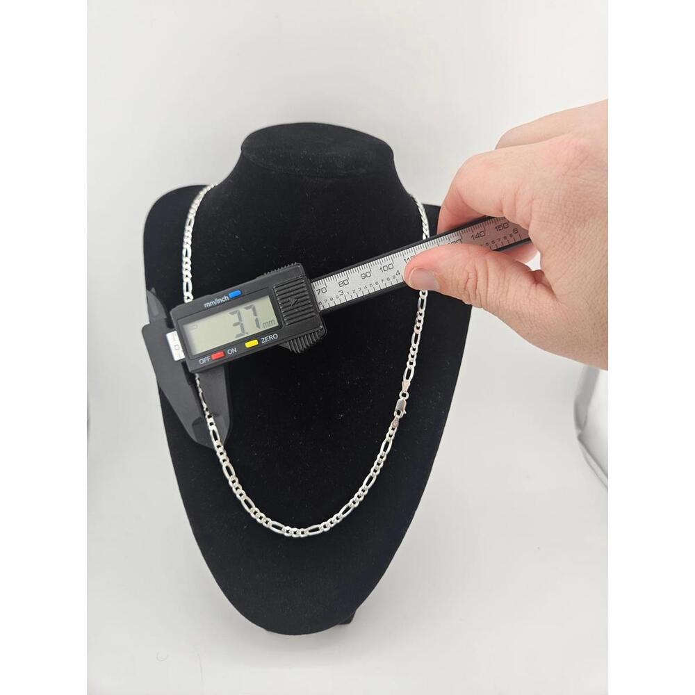 20in Sterling Silver 3.7mm Diamond Cut Figaro Necklace Chain - Picture 9 of 12